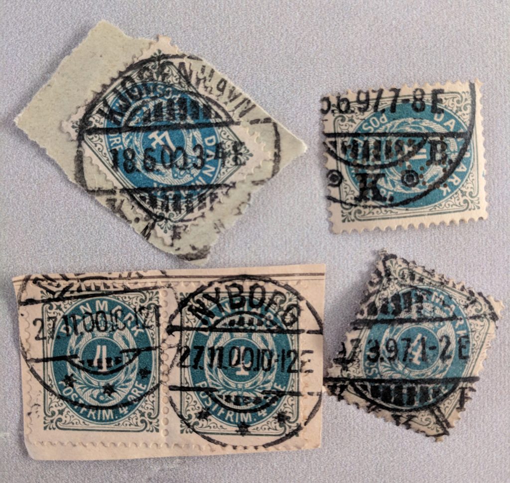 old postmarks on Danish stamps