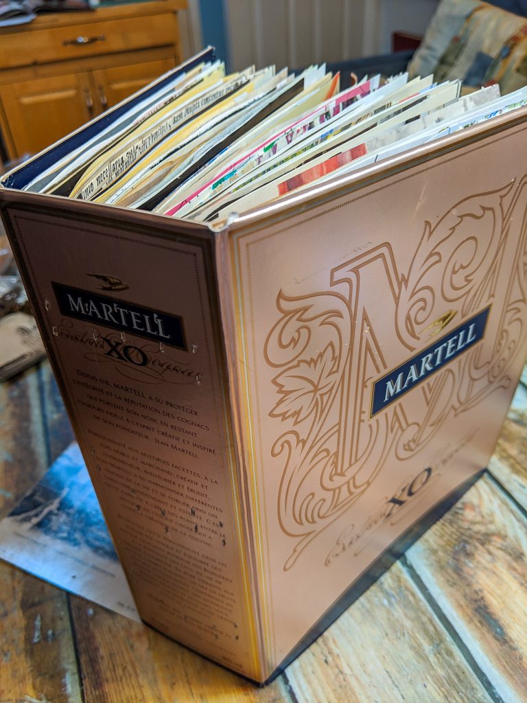 The cover of the junk journal is made from a box from cognac